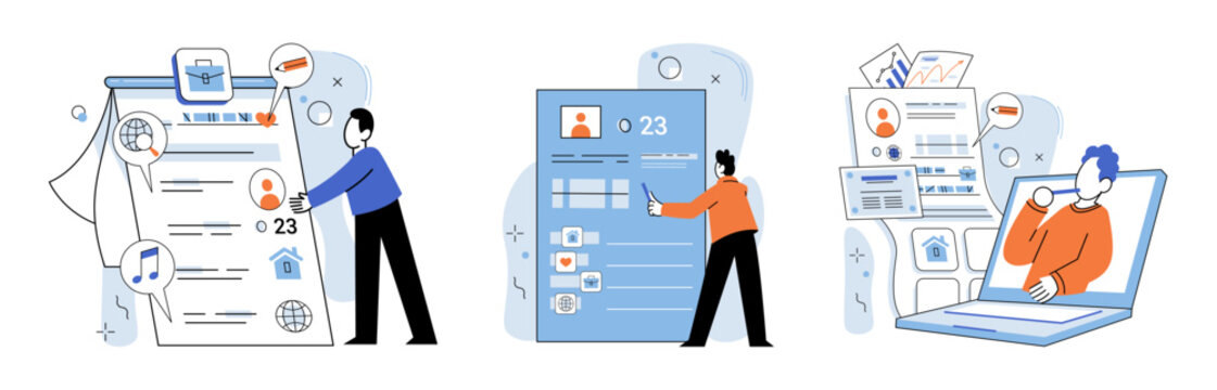 Personal profile. Vector illustration. An online account is essential for creating personal profile and accessing digital services Personalities be expressed through information shared on ones profile