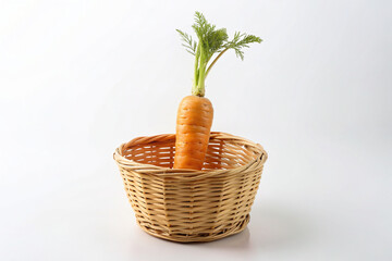 carrots in a basket Isolated on white background 