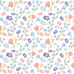 Spring flowers seamless pattern 