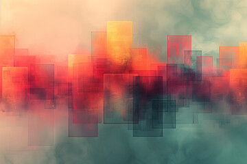Abstract background wallpaper in pastel colors of green orange, red and teal. 