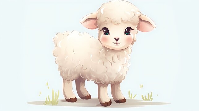 Cute baby sheep watercolor
