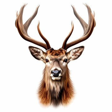 deer face shot isolated on transparent background cutout