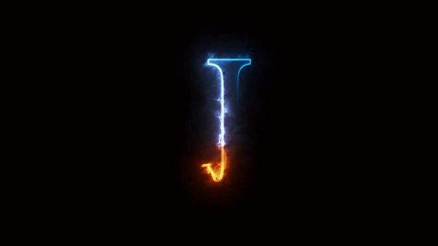 Neon letter J with alpha channel, neon alphabet for banner