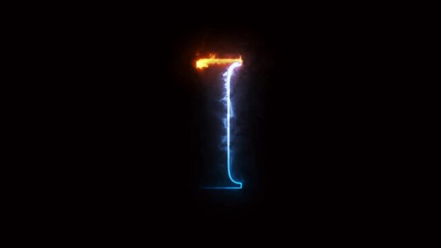 Neon letter I with alpha channel, neon alphabet and letters