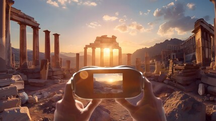 Virtual Reality Experience of Ancient Ruins - obrazy, fototapety, plakaty