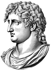 Portrait of Alexander the Great, transparent background, generative AI	