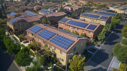 Aerial View of Solar Paneled Houses in San Francisco - obrazy, fototapety, plakaty