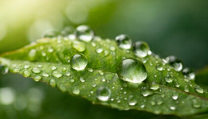 water drops on green leaf