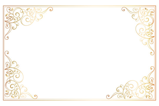 gold frame on white transparent background 