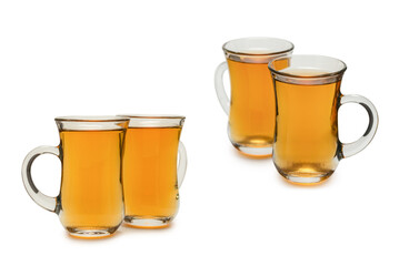 A turkish glass of tea isolated on white background.