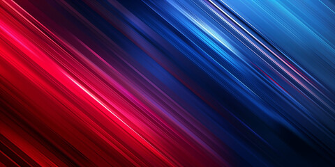 Colored glowing diagonal stripess abstract background. Red and dark blue background. Decorative horizontal banner. Digital artwork raster bitmap illustration. AI artwork.