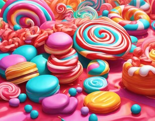 Abstract and fantastic background of colorful candies. Generative AI. - 752424469