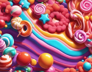 Abstract and fantastic background of colorful candies. Generative AI. - 752424609