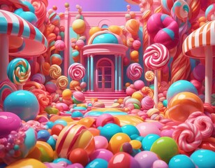 Abstract and fantastic background of colorful candies. Generative AI. - 752424632