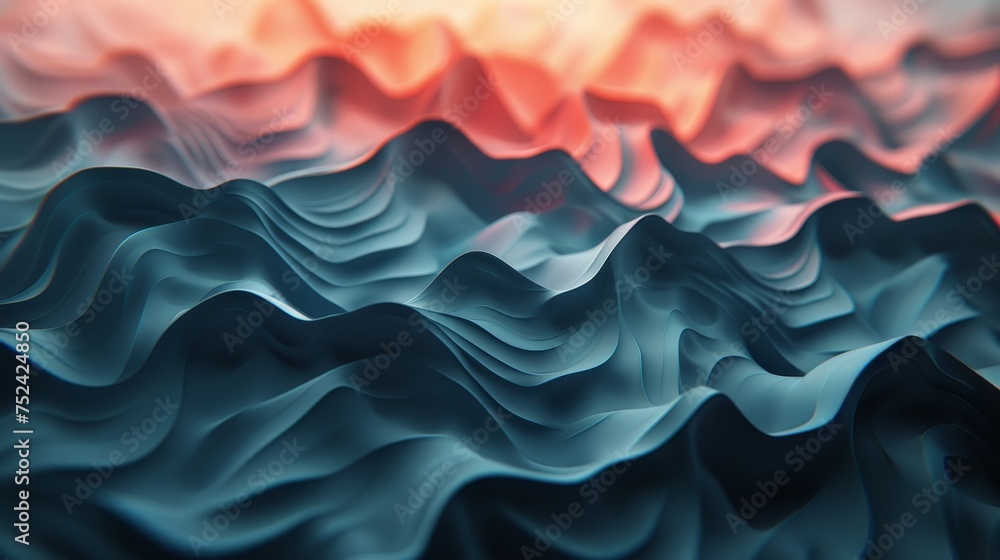 Poster dark matte abstract 3d wavy smooth background in black and red tones for aesthetic concept design