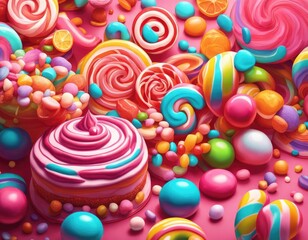 Abstract and fantastic background of colorful candies. Generative AI. - 752424805