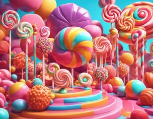 Abstract and fantastic background of colorful candies. Generative AI. - 752424812