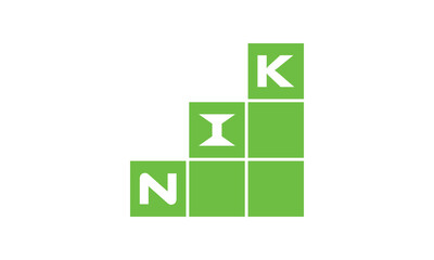 NIK initial letter financial logo design vector template. economics, growth, meter, range,  profit, loan, graph, finance, benefits, economic, increase, arrow up, grade, grew up, topper, company, scale - obrazy, fototapety, plakaty