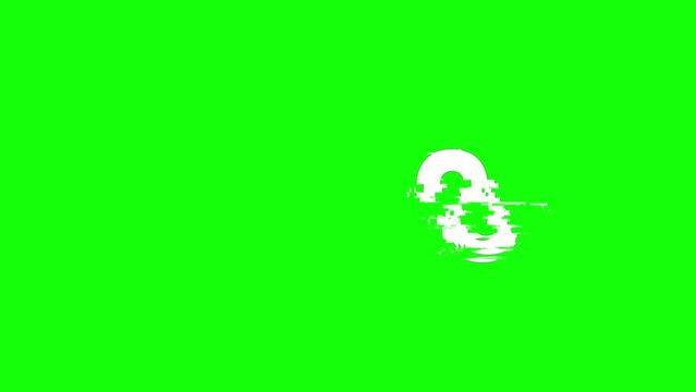 Countdown number from 5 to 0. Digital glitch distortion effect five to zero sconds, dynamic pixel animation 5-0 green screen  cout down chroma key.