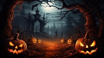 Dreadful Halloween Background with Plenty of Copy Space