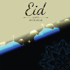 Eid Mubarak and eid ul fitr with lantern template design.