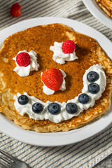 Sweet American Smiley Face Breakfast Pancakes