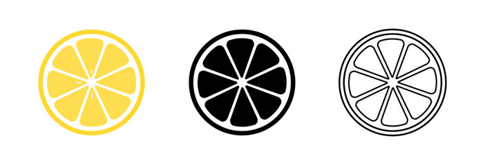 Fresh lemon fruits. Collection. Vector illustrations