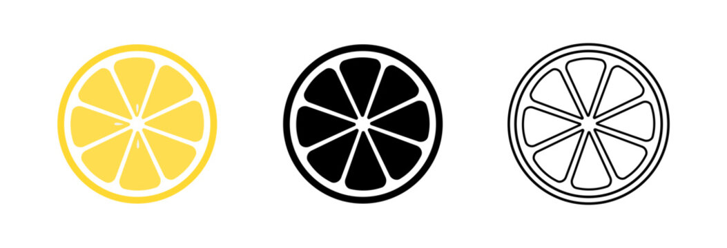 Fresh lemon fruits. Collection. Vector illustrations