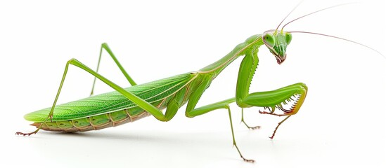 A mesmerizing close-up of a praying mantis in a moment of contemplation and stillness - obrazy, fototapety, plakaty