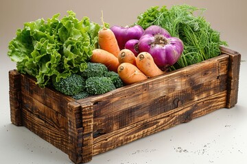 fresh fruits and vegetables in the box advertising food photography