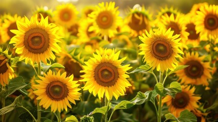 Sunflowers Basking in the Summer Sunlight Captured in Vibrant Detail