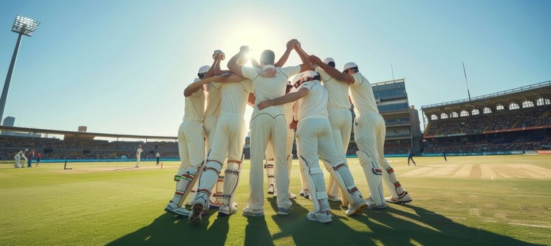 Cricket team spirit  intimate celebrations, victories, and bonding moments with copy space