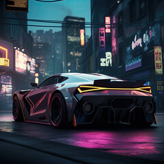 car night city street cyberpunk