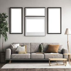 Home Gallery Stylish Decoration Photo Frames Mockup in Living Room