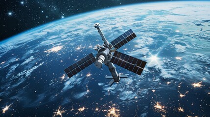 Captivating virtual space station orbiting high above the Earth, offering breathtaking views of the cosmos.