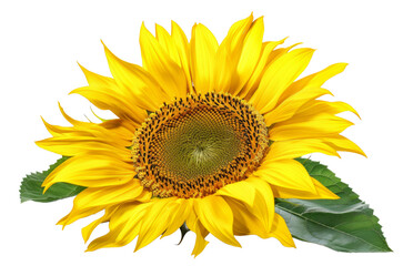 Vibrant sunflower with lush yellow petals on transparent background - stock png.
