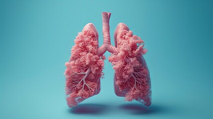 a model of a human lung and the right lung, in the style of realistic blue skies, poster, realistic perspective. Generative AI
