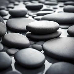 zen stones on black background generated by AI