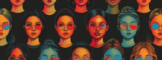 Diverse Group of People With Different Colored Faces