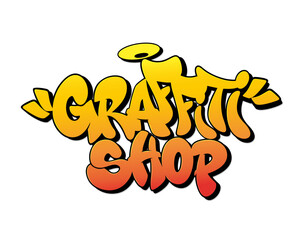 Graffiti shop font in graffiti style. Vector illustration.