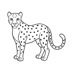 Cheetah illustration coloring page for kids
