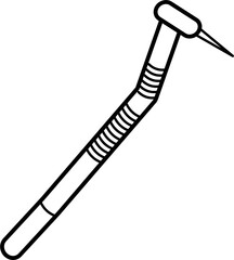 Dental Drill Outline Vector Illustration