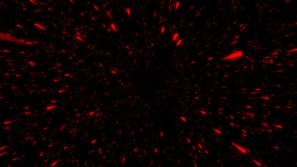 Fototapeta na wymiar Flight through a field of red particles