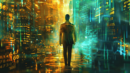 Vue futuriste d'un monde en réalité virtuelle