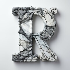 closeup beautiful pattern on letter " R " isolated on white background