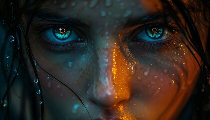 Colorful cinematic close-up photo of a girl's eyes
