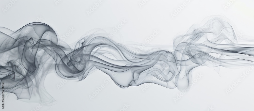 Poster Ethereal smoke waves creating elegant patterns on a white background
