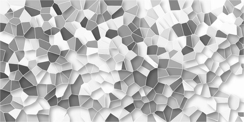 Light gray and white Broken Stained Glass Background with White lines. Voronoi diagram background. Seamless pattern with 3d shapes vector Vintage Illustration background. Geometric Retro tiles pattern