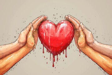 Hands holding red heart, health care, hope, love, organ donation, mindfulness, wellbeing, family insurance and CSR concept, world heart day, world health day, National Organ Donor Day, praying concept