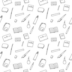 Education seamless pattern vector illustration, hand drawing doodles